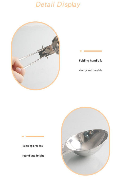 Silver 304 Stainless Steel Folding Camping Ladle  - 2 Pack Deep Serving Spoons, Portable & Eco-Friendly