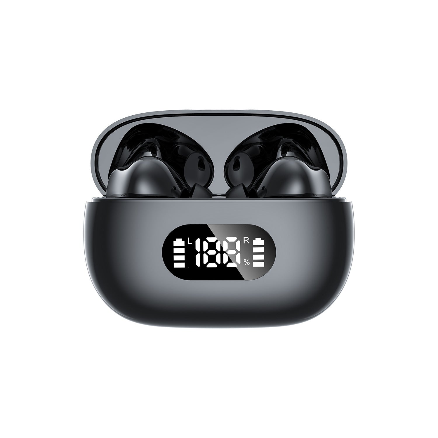Black ProBeat X5 TWS Earbuds: Bluetooth 5.3, LED Smart Display Case, Intuitive Touch Controls, Extended Playtime