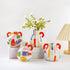 Colorful Artistic Hand-Painted Ceramic Vase - Dual Handle Pot Style - Colourful Striped Home Decor Accent