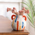 Colorful Artistic Hand-Painted Ceramic Vase - Dual Handle Pot Style - Colourful Striped Home Decor Accent