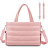 Pink Stylish Quilted Nylon Tote Bag - Large Capacity Diaper Nappy Bag for Travel & Stroller with Adjustable Straps