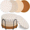 Beige and Khaki Absorbent Woven Cotton Coasters - Set of 8 with Metal Holder - Heat Resistant Drink Mats for Table Protection