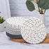 Beige and Khaki Absorbent Woven Cotton Coasters - Set of 8 with Metal Holder - Heat Resistant Drink Mats for Table Protection