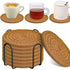 Brown Absorbent Woven Cotton Coasters - Set of 8 with Metal Holder - Heat Resistant Drink Mats for Table Protection