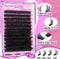3 Pcs Black Mega Volume 200D DIY Lash Clusters - D Curl Faux Mink, Fluffy Drama Look, Mixed Lengths (14-20mm) for Custom Extensions