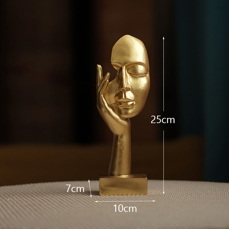 Gold Style 1 Elegant Abstract Face Sculpture - Modern Resin Art Figurine, Hand & Mask Home Decor Accent