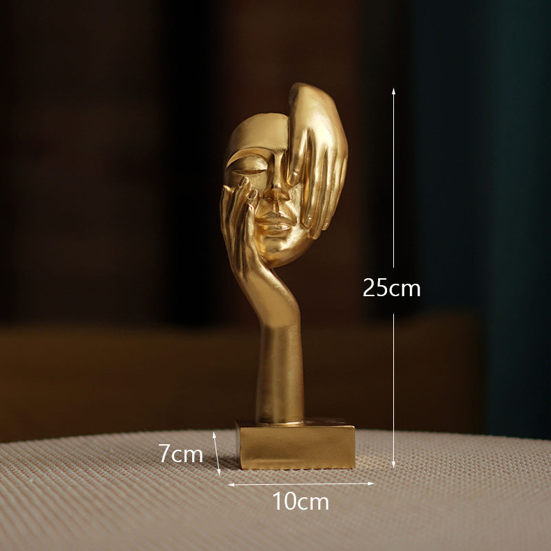 Gold Style 3 Elegant Abstract Face Sculpture - Modern Resin Art Figurine, Hand & Mask Home Decor Accent