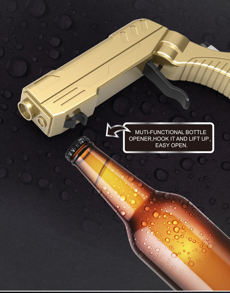Black Champagne & Beer Spray Gun - Ultimate Party Starter & Drink Dispenser with Bottle Opener