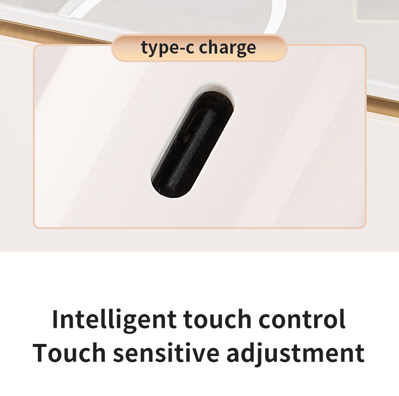 Black Large Round Foldable LED Makeup Mirror - 22cm Desktop Vanity with 3 Color Lights & Stepless Dimming