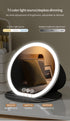 Black Large Round Foldable LED Makeup Mirror - 22cm Desktop Vanity with 3 Color Lights & Stepless Dimming