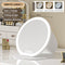 White Large Round Foldable LED Makeup Mirror - 22cm Desktop Vanity with 3 Color Lights & Stepless Dimming