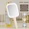 Light Yellow Square Portable Handheld LED Makeup Mirror - USB-C Rechargeable with 3 Color Light Modes for On-The-Go Touch-Ups