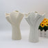 White Elegant Off-White Ceramic Vase - Modern Sculptural Flower Holder with Wide Fluted Opening
