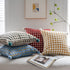 Red and Beige 3D Checkered Cushion Cover with Pom Poms - Soft Decorative Pillow Case for Sofa & Living Room (45x45cm, Cover Only)