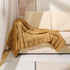 Khaki Cozy Lightweight Acrylic Knit Throw Blanket - Diamond Waffle Texture for Sofa, Bed & Travel