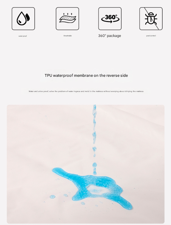 Light Blue Queen Size Waterproof Fitted Mattress Protector - Soft & Breathable Bed Cover, Hypoallergenic, Deep Pocket (152x190x30cm)