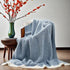 Blue and White Plush Chenille-Knit Throw Blanket - Soft Cozy Polyester for Bed & Sofa | Textured Two-Tone Design (127x153cm)