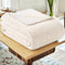 Beige and White Plush Chenille-Knit Throw Blanket - Soft Cozy Polyester for Bed & Sofa | Textured Two-Tone Design (127x153cm)