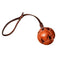 Brown Durable Leather Dog Training Ball with Loop Handle - Interactive Bite & Tug Toy for Playful Pups