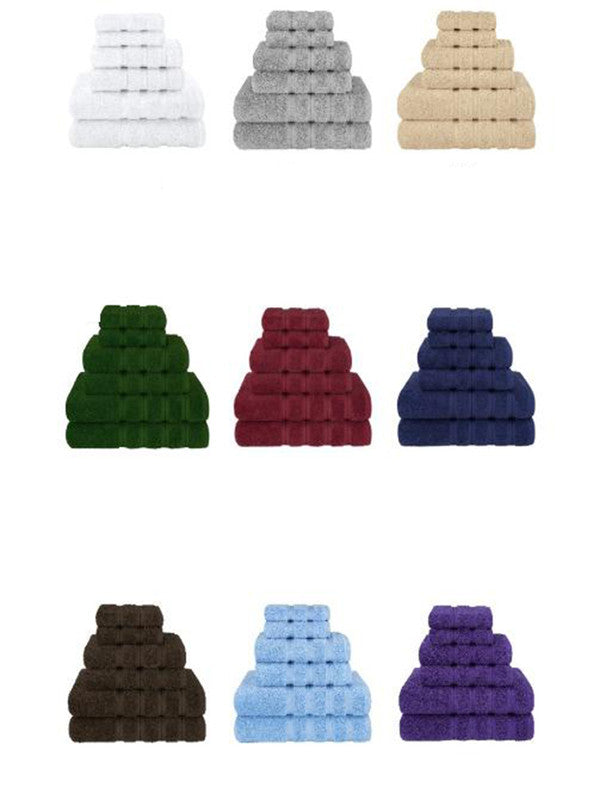 Green Luxury 6-Piece Combed Cotton Towel Bale Set - Ultra Soft & Absorbent Bath, Hand, Face Towels