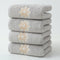 Grey 4-Pack Elegant Glod Floral Embroidered Cotton Hand Towels - Ultra Soft & Absorbent