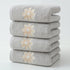 Grey 4-Pack Elegant Glod Floral Embroidered Cotton Hand Towels - Ultra Soft & Absorbent