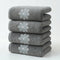 Dark Grey 4-Pack Elegant Blue Floral Embroidered Cotton Hand Towels - Ultra Soft & Absorbent