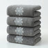 Dark Grey 4-Pack Elegant Blue Floral Embroidered Cotton Hand Towels - Ultra Soft & Absorbent