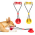 Red Interactive Dog Suction Cup Tug Toy - Durable TPR Chew & Treat Dispenser for Teeth Cleaning & Solo Play