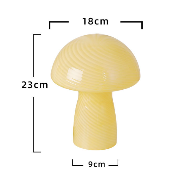 Speckled Orange Retro Swirl Glass Mushroom Table Lamp - LED Bedside Night Light