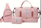 Pink Stylish 3-Piece Quilted Travel Bag Set - Weekender Duffel with Shoe Compartment, Sling Bag & Cosmetic Pouch