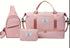 Pink Stylish 3-Piece Quilted Travel Bag Set - Weekender Duffel with Shoe Compartment, Sling Bag & Cosmetic Pouch