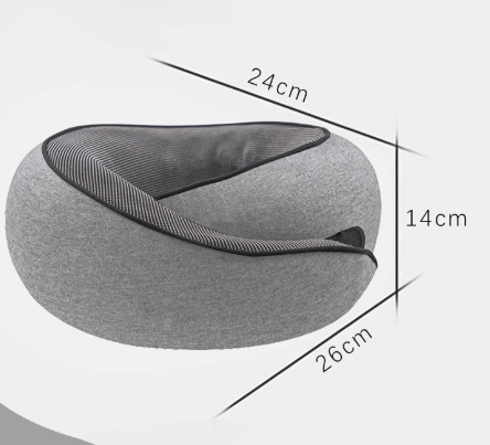 Light Grey Ergonomic Memory Foam Travel Neck Pillow - U-Shaped Support for Naps & Journeys