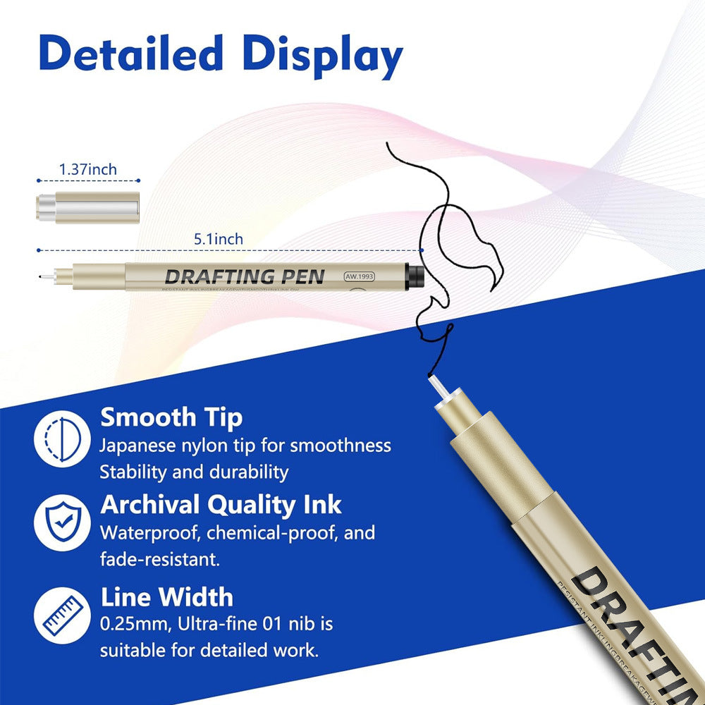 0.25mm 24-Piece Precision Drawing Pen Set - Waterproof Anime Sketching Pens for Students, Assorted Tips