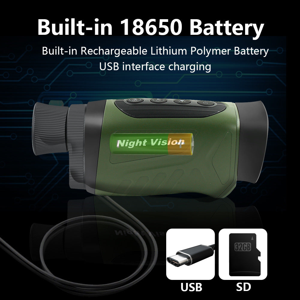 Green HD Digital Night Vision Monocular - High-Magnification Infrared Scope for Day & Night Use