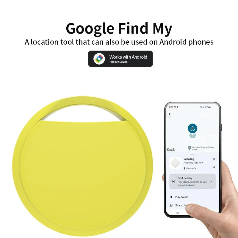 Yellow Android Tracker - Google Find My Device Compatible Luggage and Pet Tracker