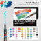 60 Colour Set Vibrant Cyan Acrylic Marker with Soft Brush Tip - 13.8 cm Professional Art Pen