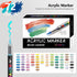 72 Colour Set Vibrant Cyan Acrylic Marker with Soft Brush Tip - 13.8 cm Professional Art Pen
