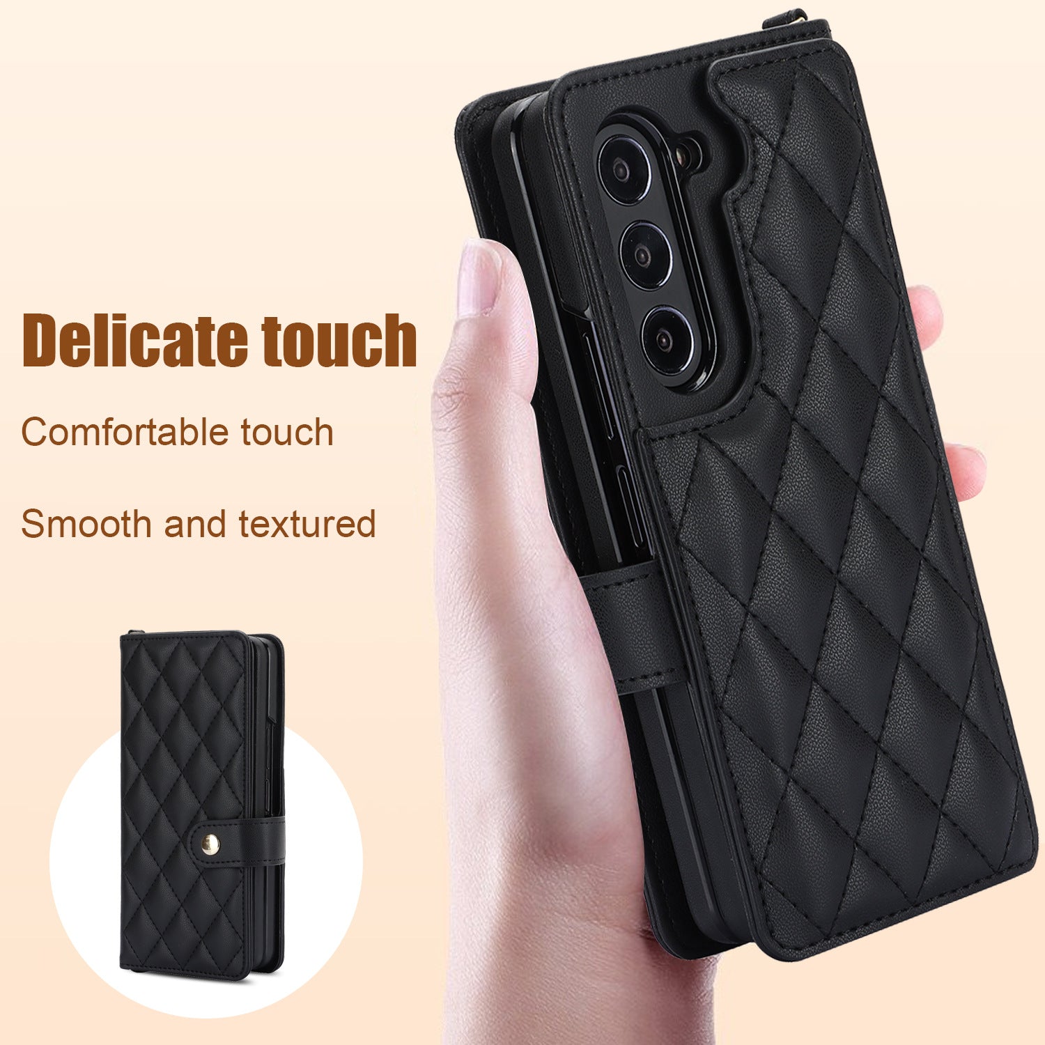 Brown Galaxy Z Fold6 Multi-Functional Leather Wallet Case for Samsung Z Fold Series - Crossbody with Pen Slot, Quilted Design Pen Not Included