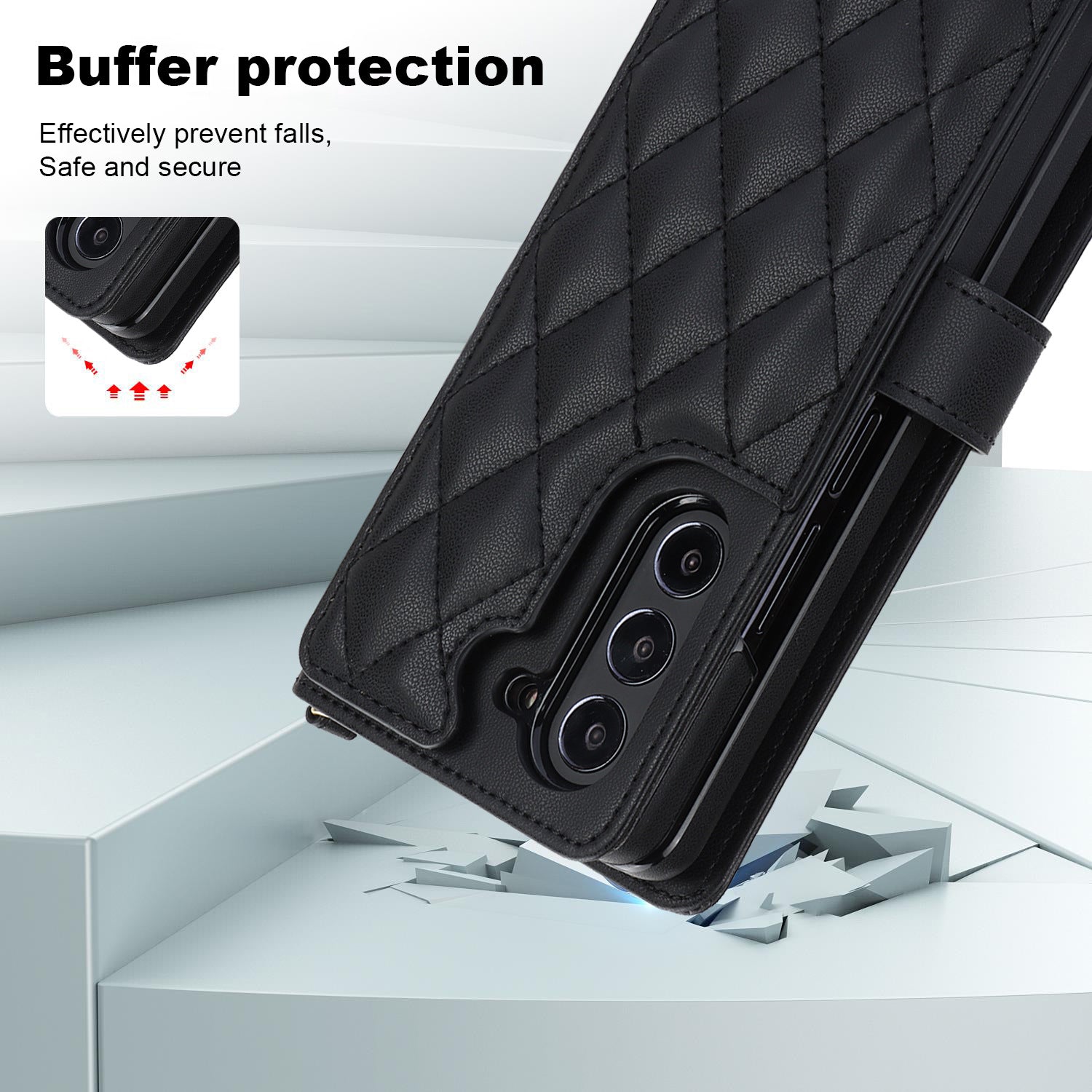 Brown Galaxy Z Fold6 Multi-Functional Leather Wallet Case for Samsung Z Fold Series - Crossbody with Pen Slot, Quilted Design Pen Not Included