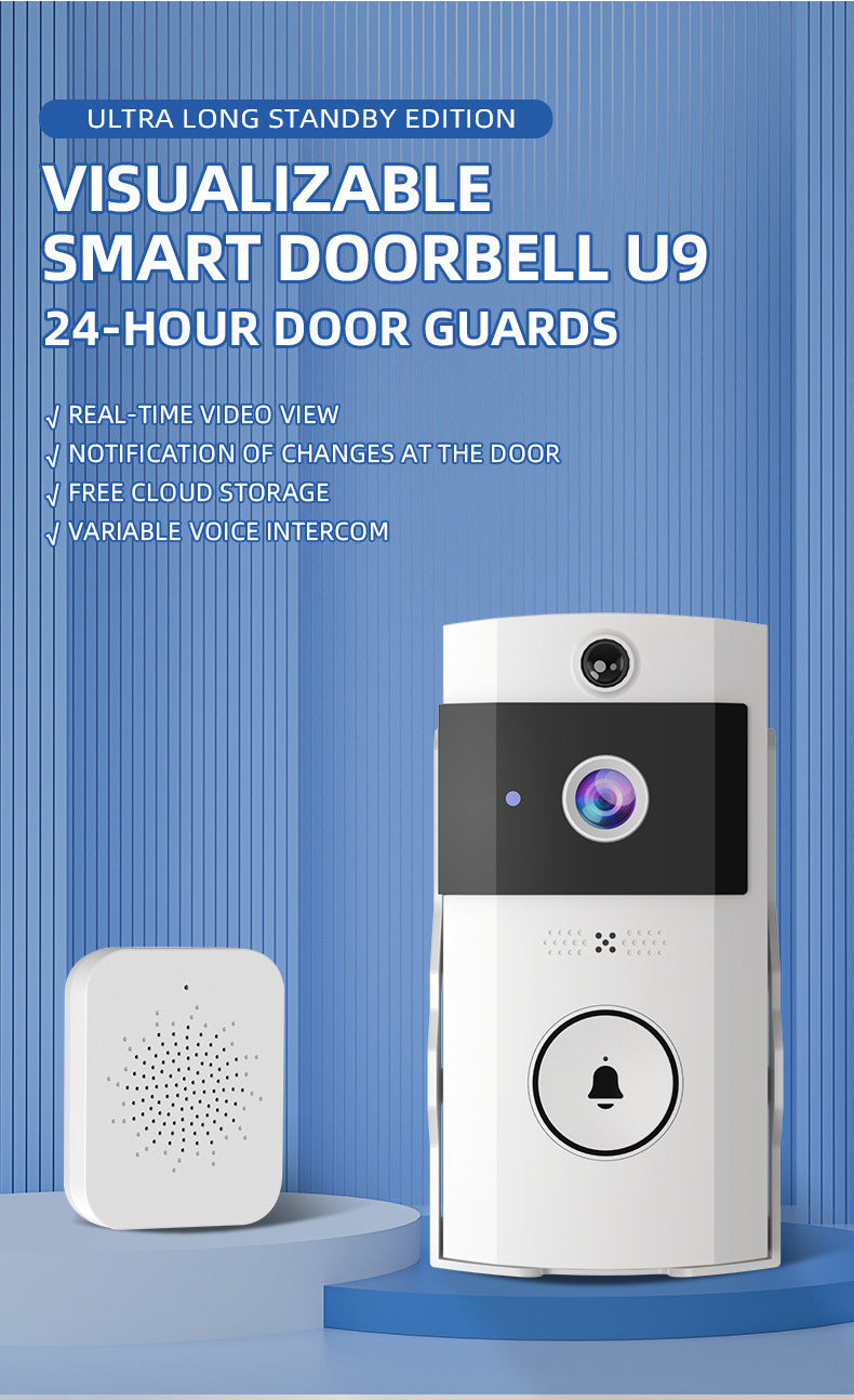 U9 Visual Doorbell HD Wireless Video Doorbell with Long-Lasting Battery