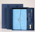 Blue Premium A5 Three-Fold Notebook Gift Set with 16GB USB and Pen
