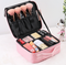 Pink Oxford Fabric Makeup Case with Mirror and Partitions - All-in-One Tool Box