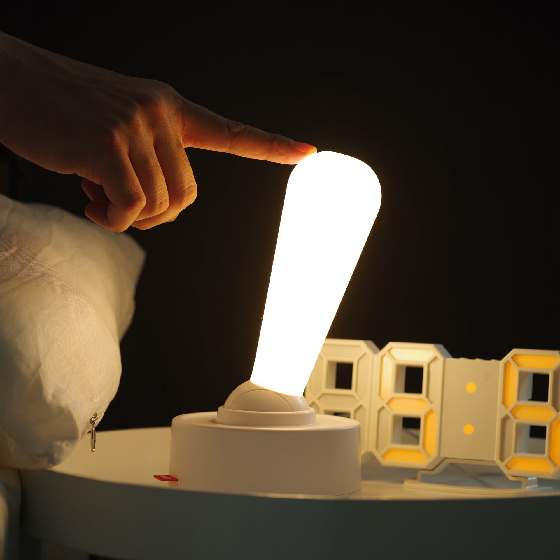 White Vintage Toggle Rechargeable Night Light - Minimalist Bedside Ambiance