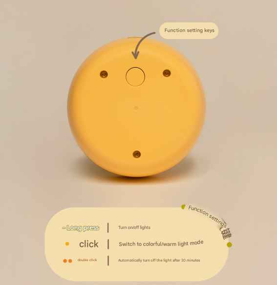 Yellow Colorful Duck Pear USB Night Light - Adjustable Sleep Companion