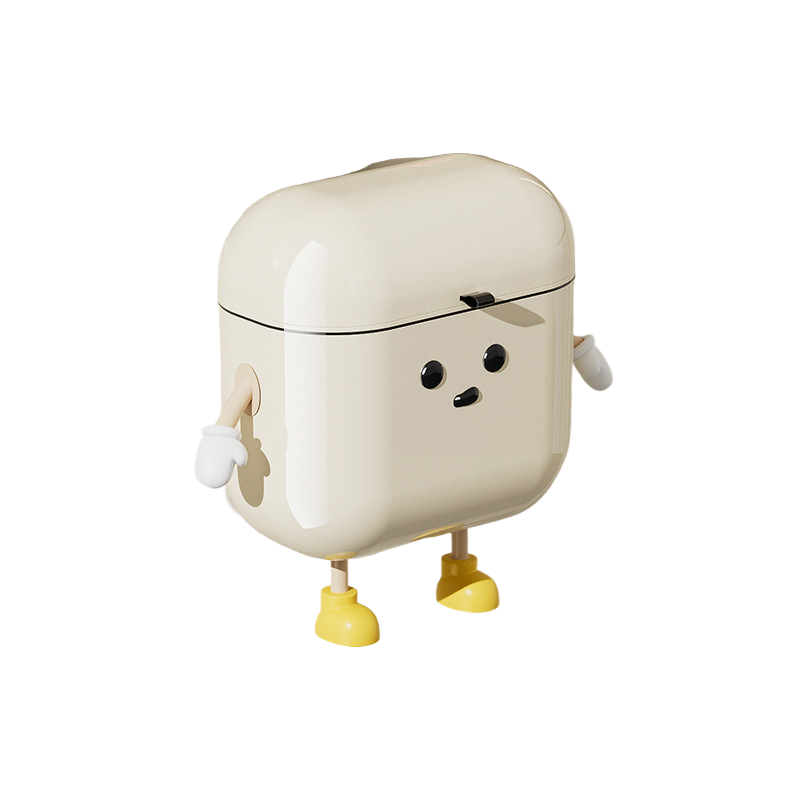 Cream white wall hanging trash can U fun style small size 26cm * 20cm with handle * 25.5cm