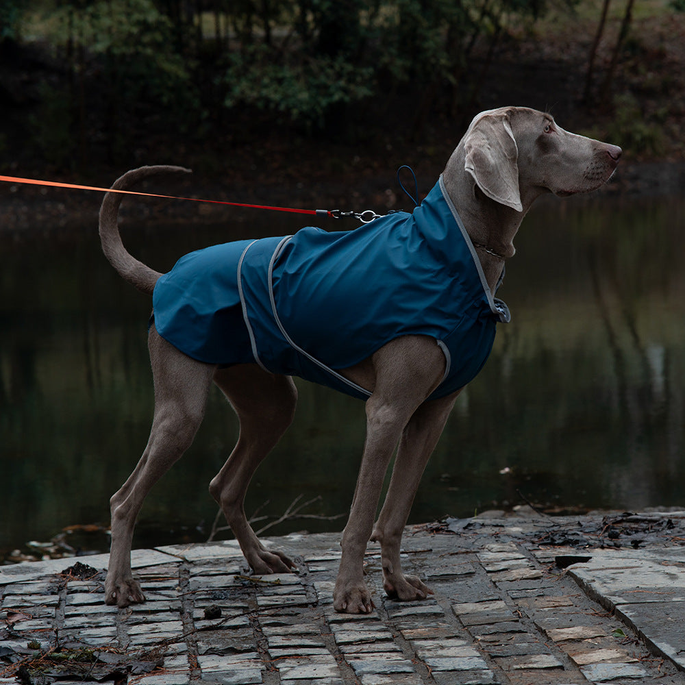60# Blue Waterproof Reflective Dog Raincoat for Small to Large Dogs