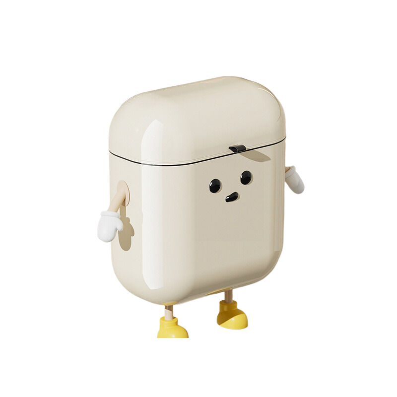 Cream white wall hanging trash can U fun style large size  26cm * 20cm with handle * 29.5cm