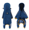 S Blue And Gray Trim Waterproof Four-Legged Dog Raincoat with Leash Hole for Small Breeds