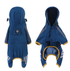 XL Blue And Gray Trim Waterproof Four-Legged Dog Raincoat with Leash Hole for Small Breeds
